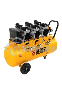 Компрессор безмаслянный малошумный DLS 2250/100, 2250 Вт, 3х750, 100 л, 410 л/мин блок упр Denzel