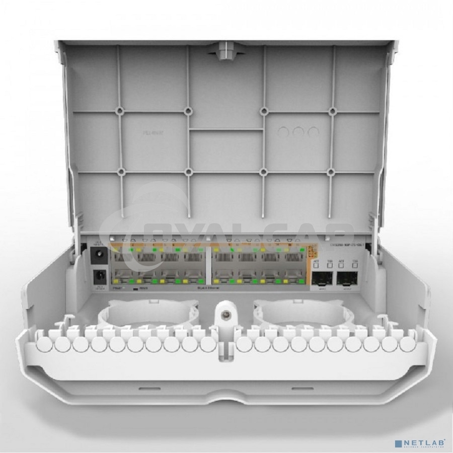 Коммутатор MikroTik Cloud Router Switch 318-16P-2S+OUT with 800MHz CPU, 256MB RAM, 16x Gigabit LAN with PoE-out, 2xSFP+ cages, RouterOS L5 or SwitchOS (dual boot), outdoor enclosure, mounting kit (power supply N