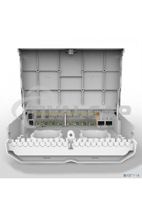 Коммутатор MikroTik Cloud Router Switch 318-16P-2S+OUT with 800MHz CPU, 256MB RAM, 16x Gigabit LAN with PoE-out, 2xSFP+ cages, RouterOS L5 or SwitchOS (dual boot), outdoor enclosure, mounting kit (power supply N