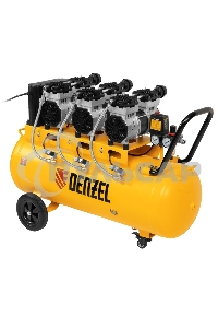 Компрессор безмаслянный малошумный DLS 2250/100, 2250 Вт, 3х750, 100 л, 410 л/мин блок упр Denzel