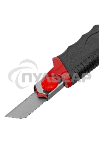 Нож Matrix, 18 мм, выдвижное лезвие, метал. направляющая, обрезиненная ручка, 5 лезвий