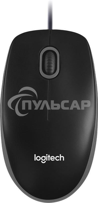 Мышь проводная Logitech B100 черный, 1000 dpi, USB, кнопки - 3