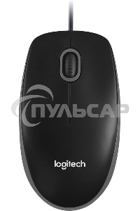 Мышь проводная Logitech B100 черный, 1000 dpi, USB, кнопки - 3