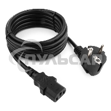 Кабель питания Cablexpert PC-186-VDE-3M, 3м, Schuko- C13, VDE, 10А, Сечение провода: 0,75 мм2, черный, с заземлением