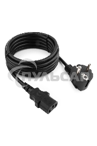Кабель питания Cablexpert PC-186-VDE-3M, 3м, Schuko- C13, VDE, 10А, Сечение провода: 0,75 мм2, черный, с заземлением