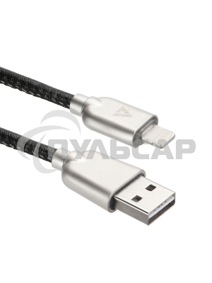 Кабель USB ACD-Allure Lightning ~ USB-A Кожа, 1м, черный (ACD-U926-P5B)