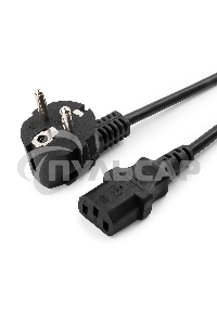 Кабель питания Cablexpert PC-186-VDE-3M, 3м, Schuko- C13, VDE, 10А, Сечение провода: 0,75 мм2, черный, с заземлением