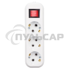 Колодка Rexant 3 гнезда с кнопкой c заземлением