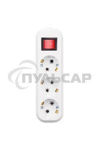 Колодка Rexant 3 гнезда с кнопкой c заземлением