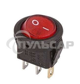 Выключатель клавишный Rexant круглый 250V 3А (3с) ON-OFF красный с подсветкой Micro