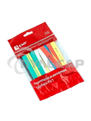 Набор трубок термоусадочных тонкостен. 16/8 (7 цветов по 3шт 100мм) EKF tut-n-16