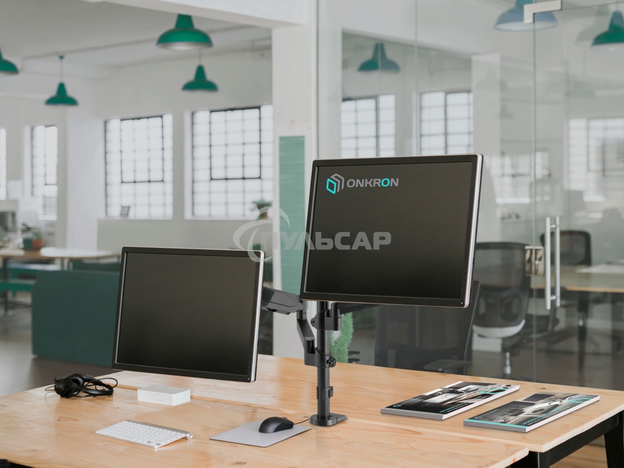 Кронштейн (держатель) ONKRON G140 для двух мониторов 13