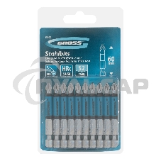 Набор бит PH2х60, сталь S2, 10 шт. Gross