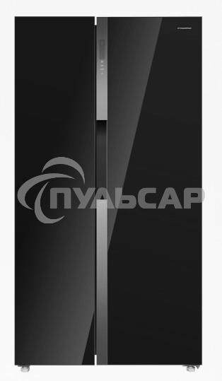 Холодильник Maunfeld MFF177NFB черный глянц. двухкамерный 263/170л морозилка сбоку, No Frost, Side by Side