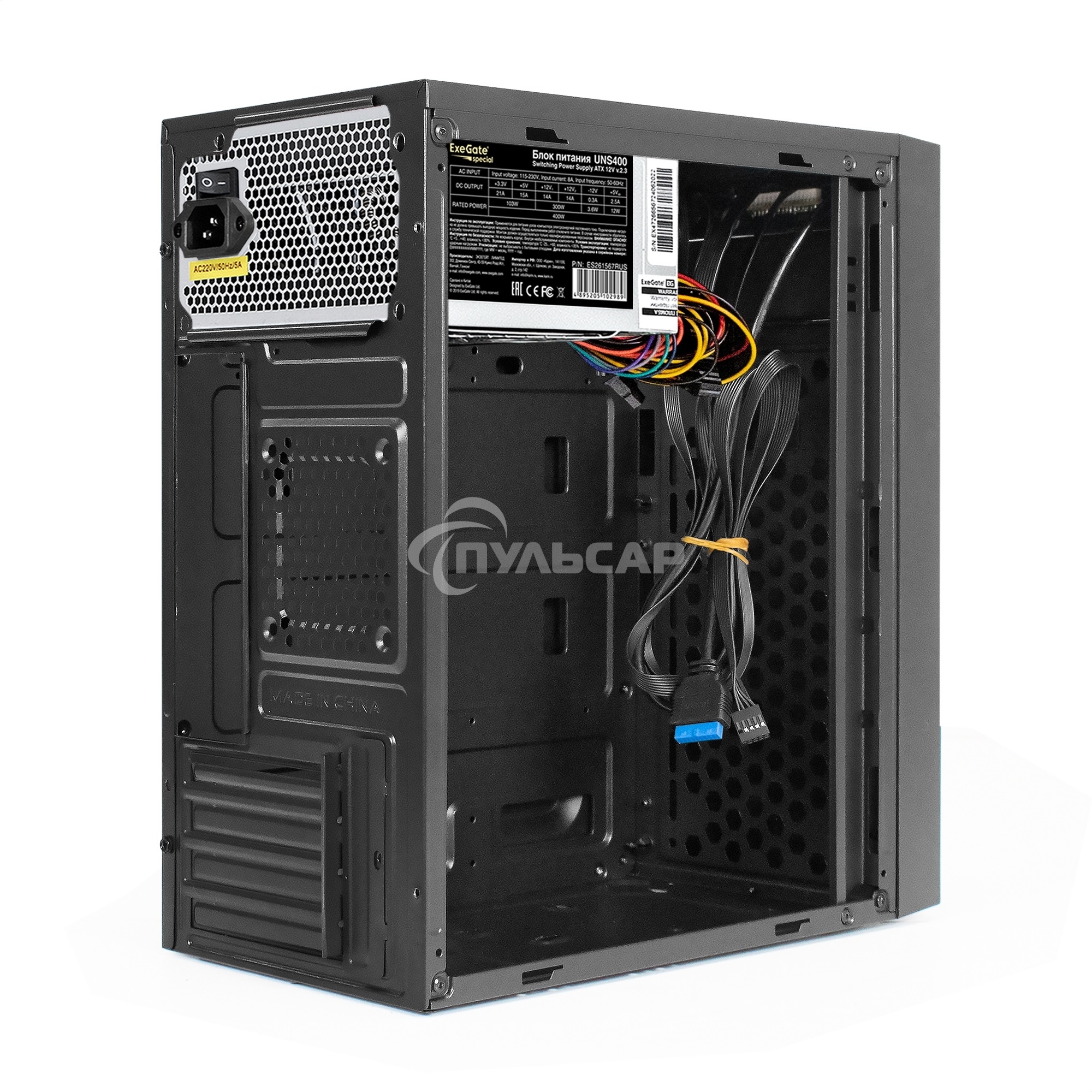 Компьютерный корпус Minitower ExeGate BAA-113U-UNS400 (mATX, БП UNS400 с вент. 12см, 2*USB+1*USB 3.0, аудио, черный)