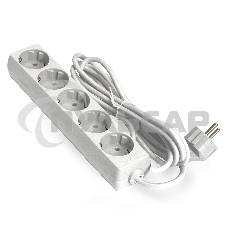 Удлинитель ExeGate ECE-5-1.8W (EX285821RUS), белый, 1,8 м, евровилка с заземлением, 5 евророзеток с заземлением, 2200 Вт