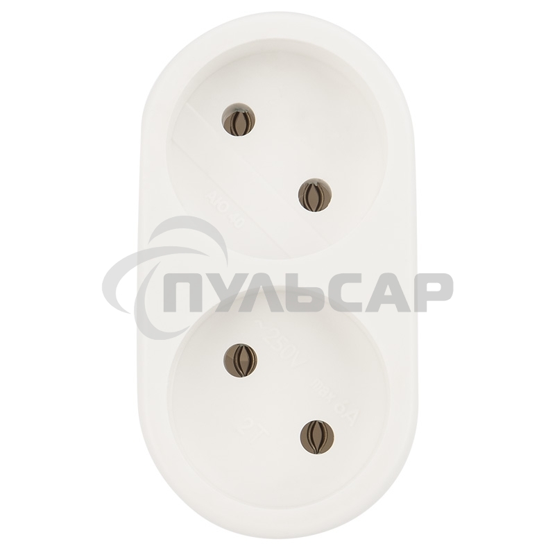 Двойник электрический 6А без заземления, белый Rexant