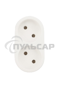 Двойник электрический 6А без заземления, белый Rexant