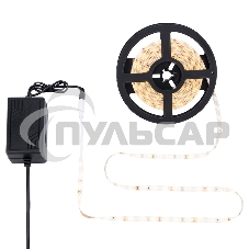 Комплект светодиодной ленты 5 м с блоком питания IP65, теплое белое свечение 3000 К LAMPER