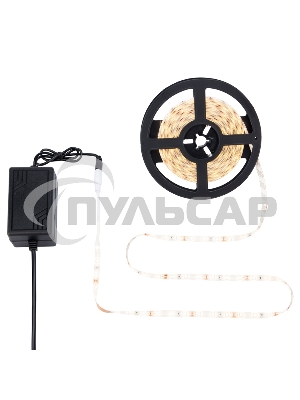 Комплект светодиодной ленты 5 м с блоком питания IP65, теплое белое свечение 3000 К LAMPER