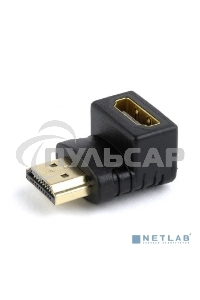 Переходник Cablexpert HDMI-HDMI 19F/19M, угловойсоединитель 90 градусов, золотые разъемы (A-HDMI90-FML)