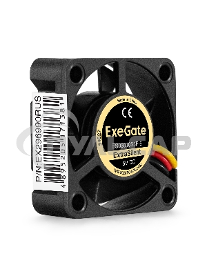 Вентилятор для корпуса ExeGate ExtraSilent ES03010S3P-5 черный, 30 мм, 8500 об/мин, 24 дБ, 3 pin