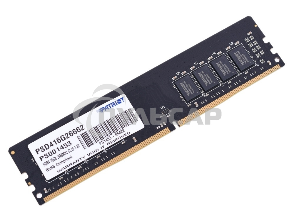 Оперативная память Patriot Signature, DDR4, 16Gb (1x16 Gb), 2666 MHz, CL19, DIMM