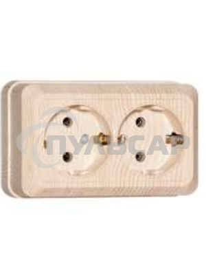 Розетка 2-м ОП Олимп 16А с заземл. сосна UNIVersal 5560865