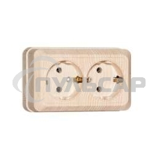 Розетка 2-м ОП Олимп 16А с заземл. сосна UNIVersal 5560865 Розетка 2-м ОП Олимп 16А с заземл. сосна UNIVersal 5560865