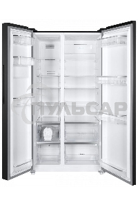 Холодильник Maunfeld MFF177NFSB черный глянц. двухкамерный 263/170л морозилка сбоку, No Frost, Side by Side