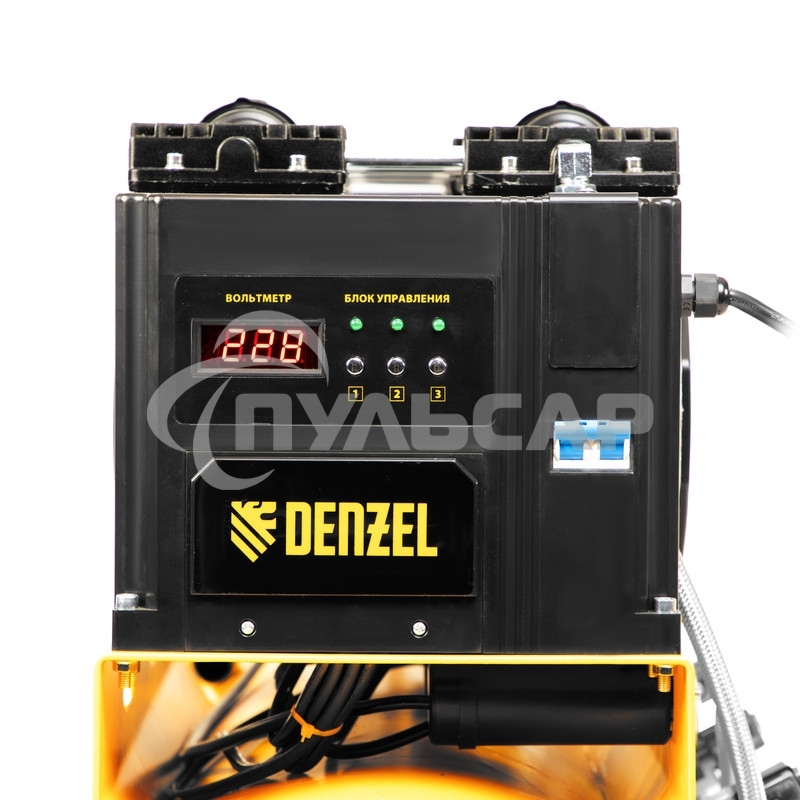 Компрессор безмаслянный малошумный DLS 2250/100, 2250 Вт, 3х750, 100 л, 410 л/мин блок упр Denzel