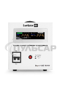 Стабилизатор напряжения ExeGate Expert AS-15000 (15000ВА, вход 140-260В, цветной дисплей, выход 220В±8%, КПД 98%, 5 уровней защиты, задержка, усиленный метал. корпус, клем.колодка, RTL)