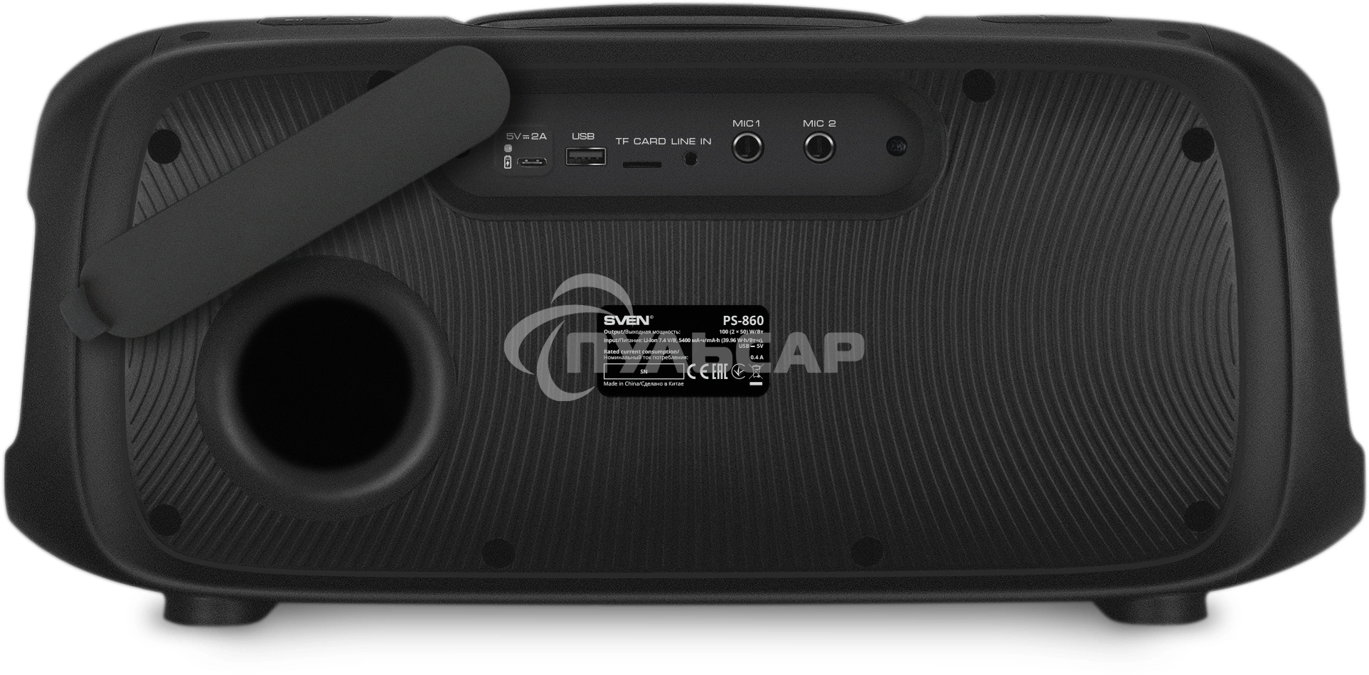 Портативная колонка Sven PS-860 черный 100W 1.0 BT/3.5Jack 5400mAh (SV-022518)