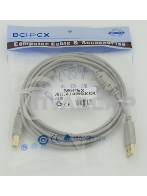 Кабель USB 2.0 PRO Am-Bm /Экран, покрытие Gold flash, 2x ферритовых фильтра 3м
