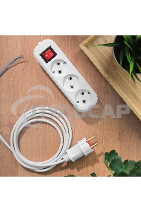 Колодка Rexant 3 гнезда с кнопкой без заземления