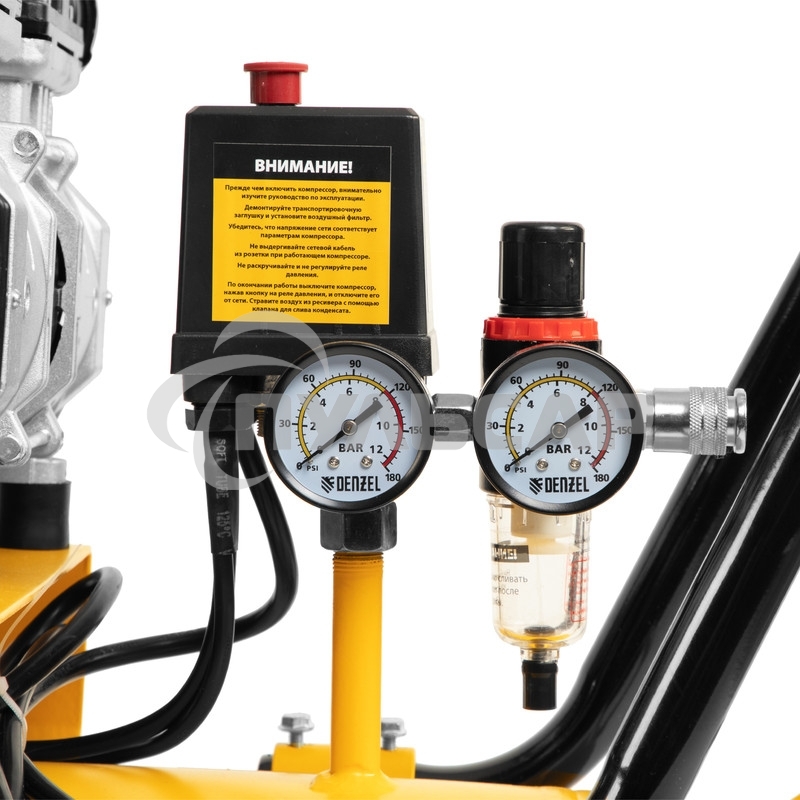 Компрессор безмаслянный малошумный DLS 2250/100, 2250 Вт, 3х750, 100 л, 410 л/мин блок упр Denzel