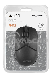 Мышь проводная A4Tech Fstyler FM12 черный, 1200 dpi, USB, кнопки - 3