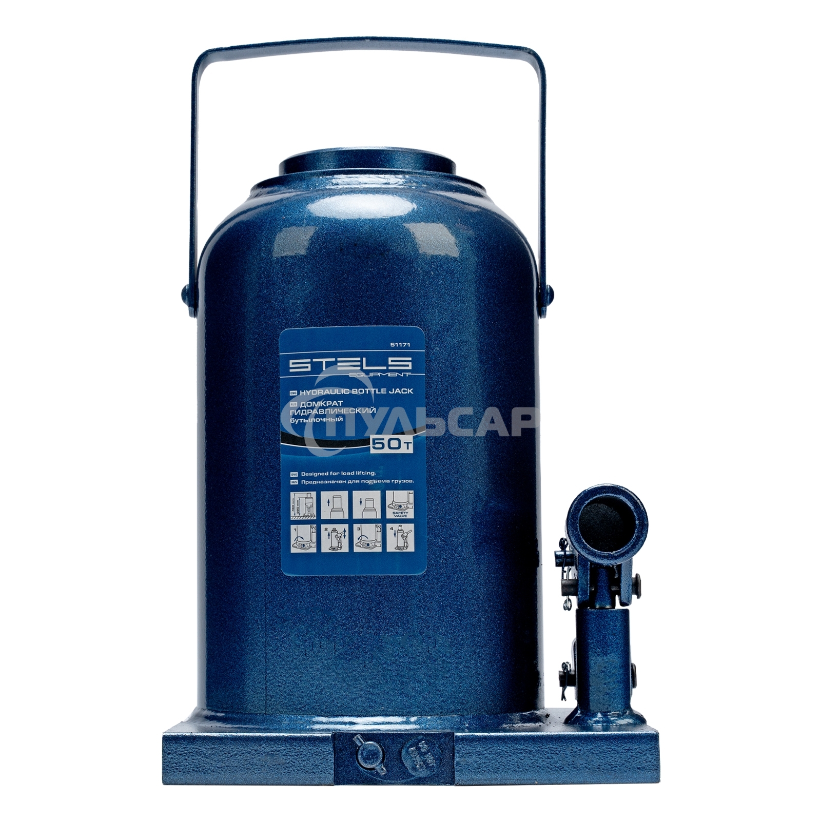 Домкрат гидравлический бутылочный, 50 т, h подъема 280-450 мм Stels