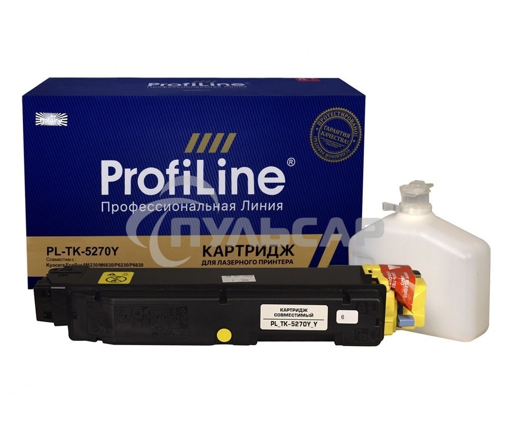 Картридж Тонер-туба ProfiLine PL-TK-5270Y для принтеров Kyocera EcoSys M6230/M6630/P6230/P6630 желтый 6000 копий