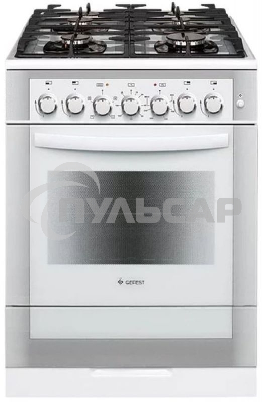 Плита комбинированная Gefest ПГЭ 6502-02 0042 белый, конфорок 4 газовых, духовка 55 л, 60 см x 85 см x 60 см