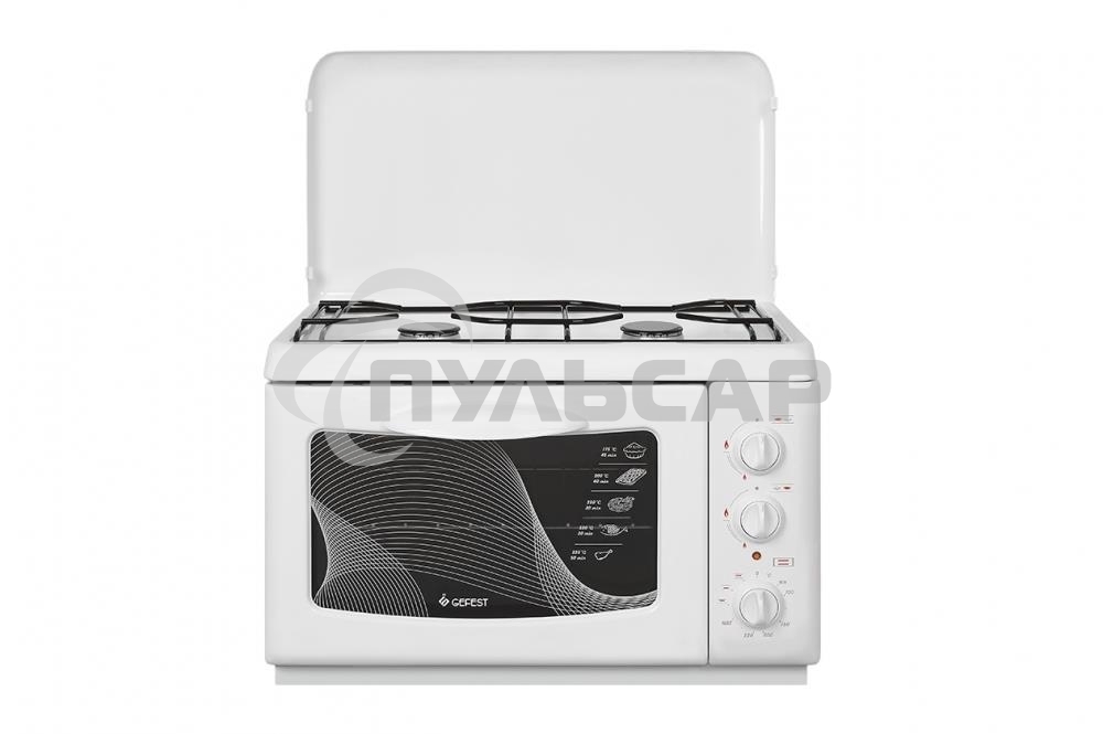 Плита комбинированная Gefest ПГЭ 120 белый, конфорок 2 газовых, духовка 18 л, 55 см x 40 см x 39 см