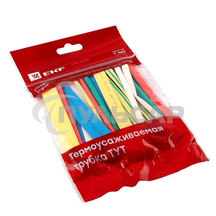 Термоусаживаемая трубка EKF tut-n-6 ТУТ 6/3 набор:7 цветов по 3шт. 100мм. EKF PROxima