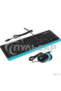 Комплект клавиатура + мышь A4Tech Fstyler F1010 клав:черный/синий мышь:черный/синий USB Multimedia