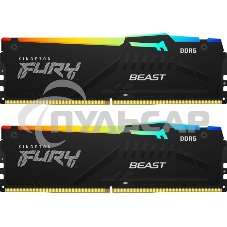 Оперативная память Kingston Fury Beast, DDR5, 16Gb (2x8Gb), 6000MHz, CL36, DIMM, с радиаторами, RGB, черный