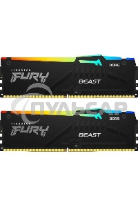 Оперативная память Kingston Fury Beast, DDR5, 16Gb (2x8Gb), 6000MHz, CL36, DIMM, с радиаторами, RGB, черный