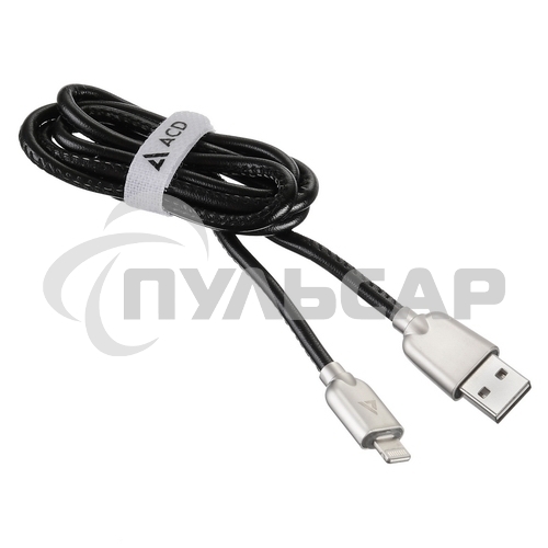 Кабель USB ACD-Allure Lightning ~ USB-A Кожа, 1м, черный (ACD-U926-P5B)