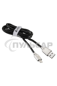 Кабель USB ACD-Allure Lightning ~ USB-A Кожа, 1м, черный (ACD-U926-P5B)