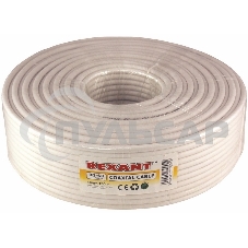Кабель коаксиальный Rexant RG-6U, 75 Ом, CCS/Al/Al, 64%, бухта 100 м, белый