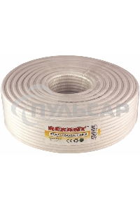 Кабель коаксиальный Rexant RG-6U, 75 Ом, CCS/Al/Al, 64%, бухта 100 м, белый