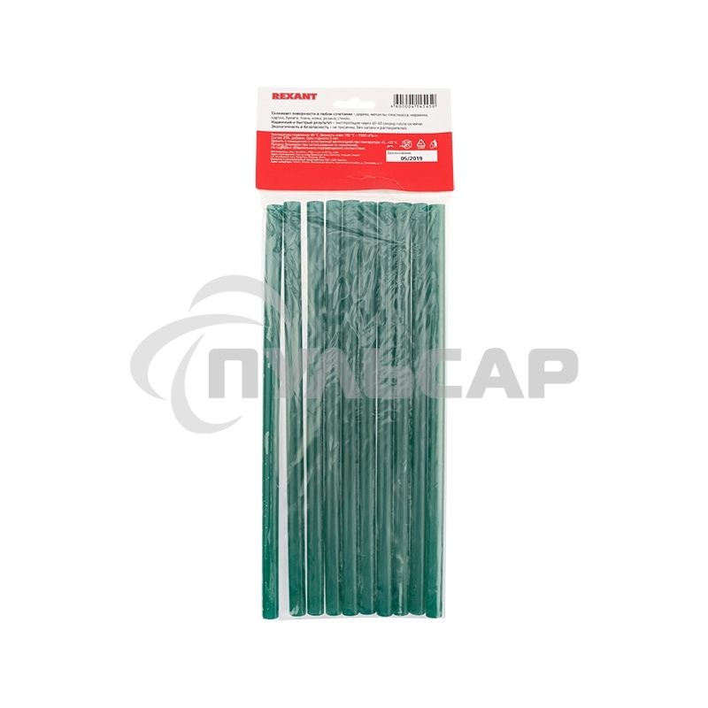 Клеевые стержни Rexant, Ø11 мм, 270 мм, зеленые, 10 шт., хедер
